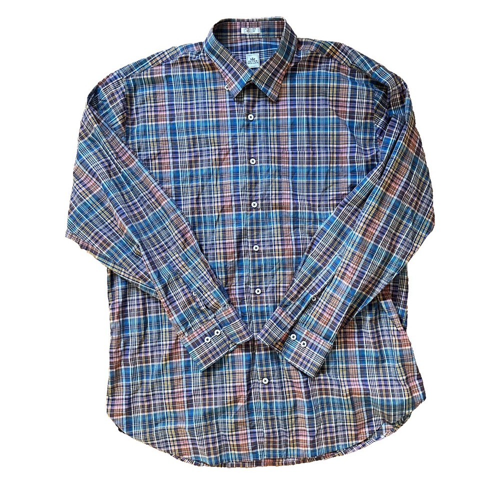 Peter‎ Millar Shirt Men's XL Multicolor Gingham Plaid Check Button Down Shirt